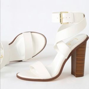 NIB Lulus Shelbie White Ankle Strap Heels - Size 6